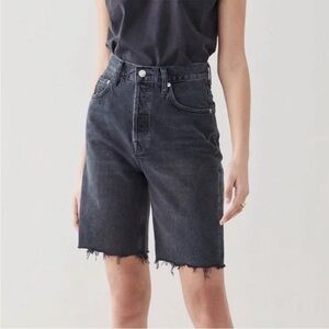 Agolde 90s pinch waist straight leg Bermuda shorts jean denim black